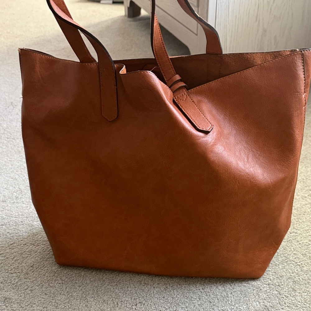Elegant Tan Leather Tote Bag